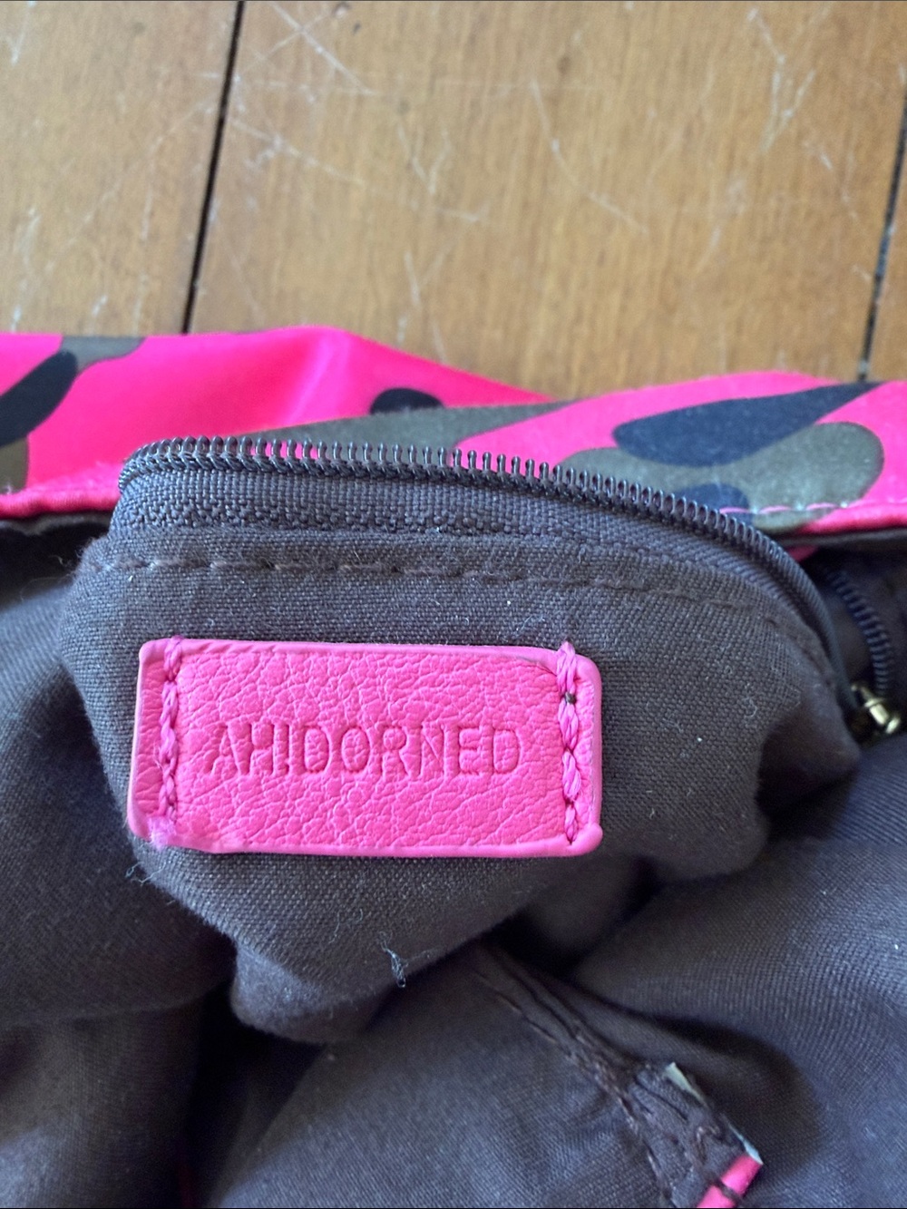 Pink & Navy Camo Crossbody Bag with Wide Strap - Picture 4 of 5